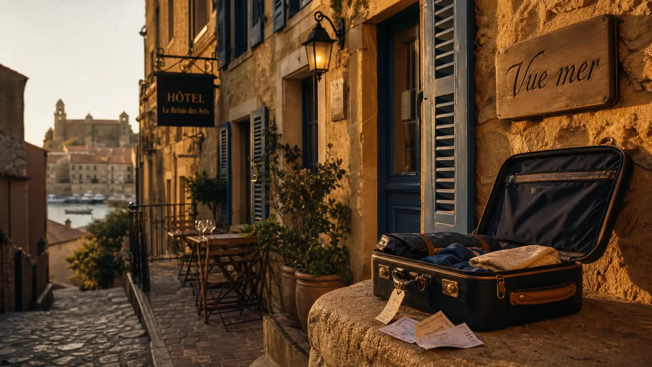 Collioures hotel au centre, vue mer, ruelle et port