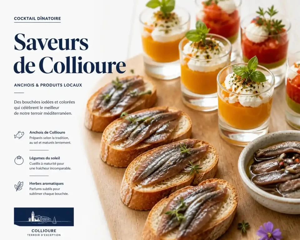 Cocktail dînatoire avec traiteur sur Perpignan, spécialités catalanes et anchois de Collioure