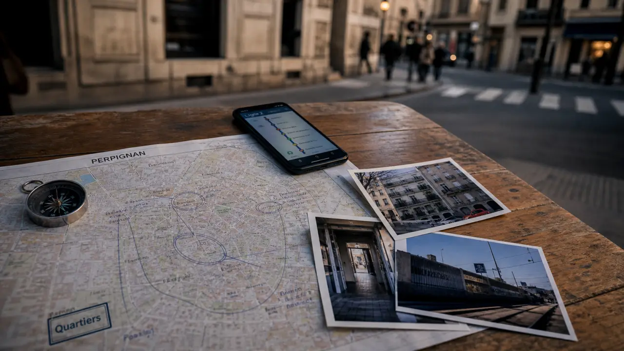 Plan et photos sur table, quartier Perpignan : où vivre entre centre ancien et sud résidentiel