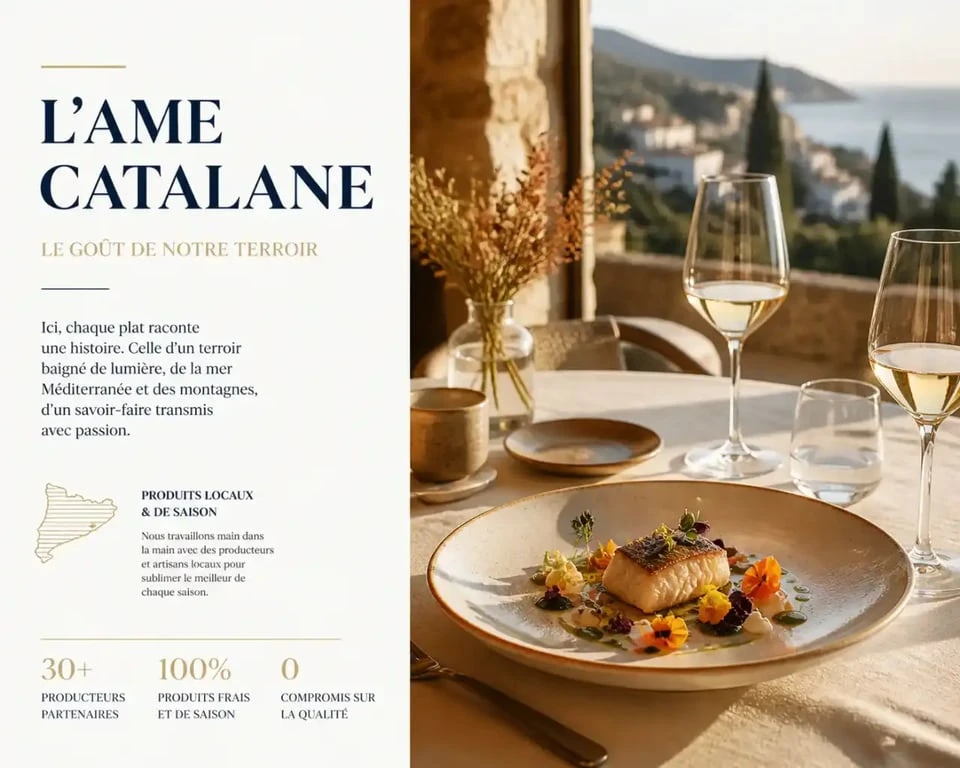 Table dressée dans un restaurant gastronomique à Perpignan et alentours