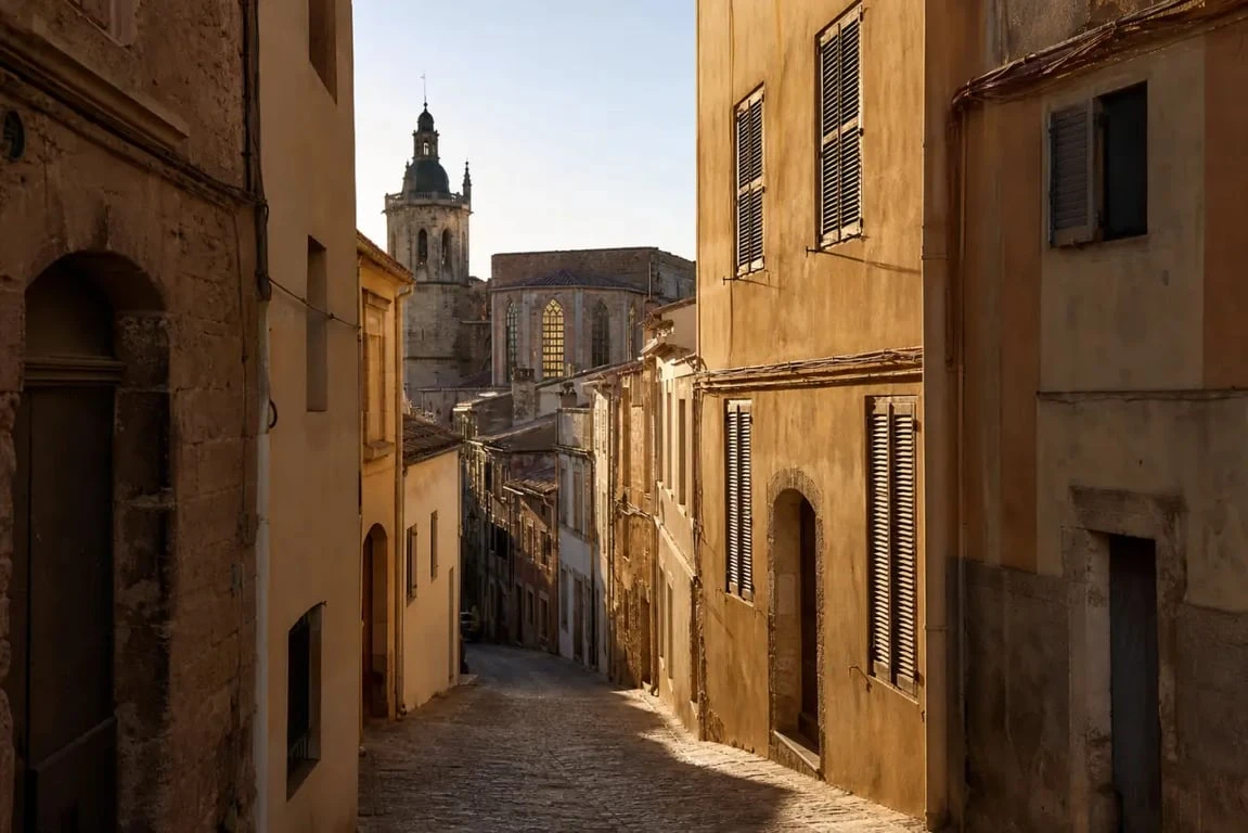 Quartier st jacques perpignan avec ruelles médiévales et église Saint-Jacques