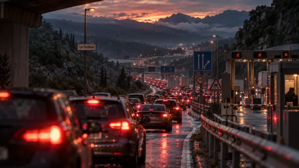 Frontière Perpignan Espagne : bouchons sur l’A9 près du Perthus