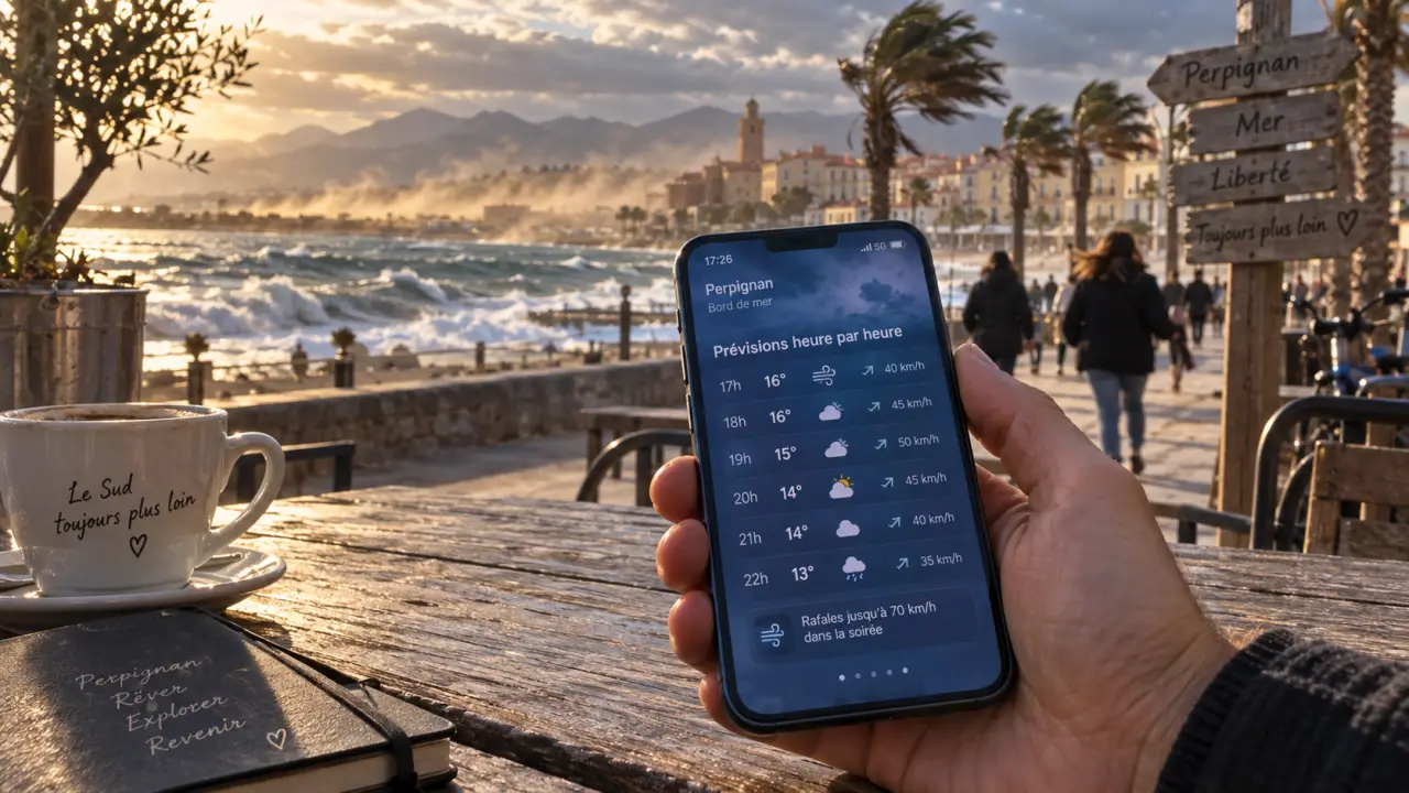 Météo perpignan pyrénées orientales : vent, rafales et prévisions heure par heure sur smartphone