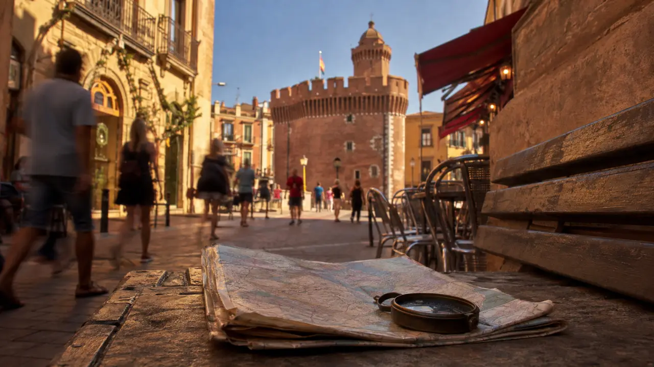 Castillet Perpignan a voir, ruelle au petit matin