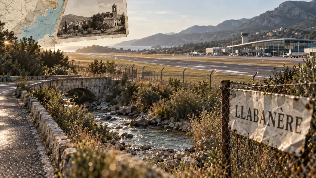 perpignan llabanere aéroport : panneau LLABANÈRE et piste